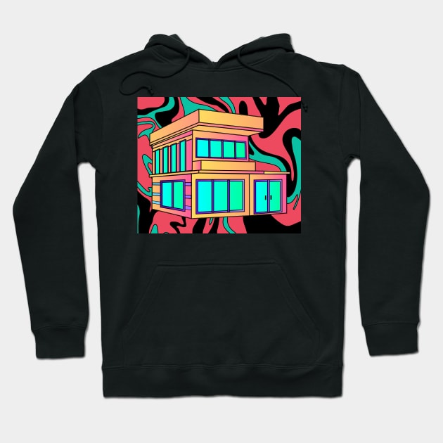 Illustration Dream House Villa Color Effects Hoodie by flofin